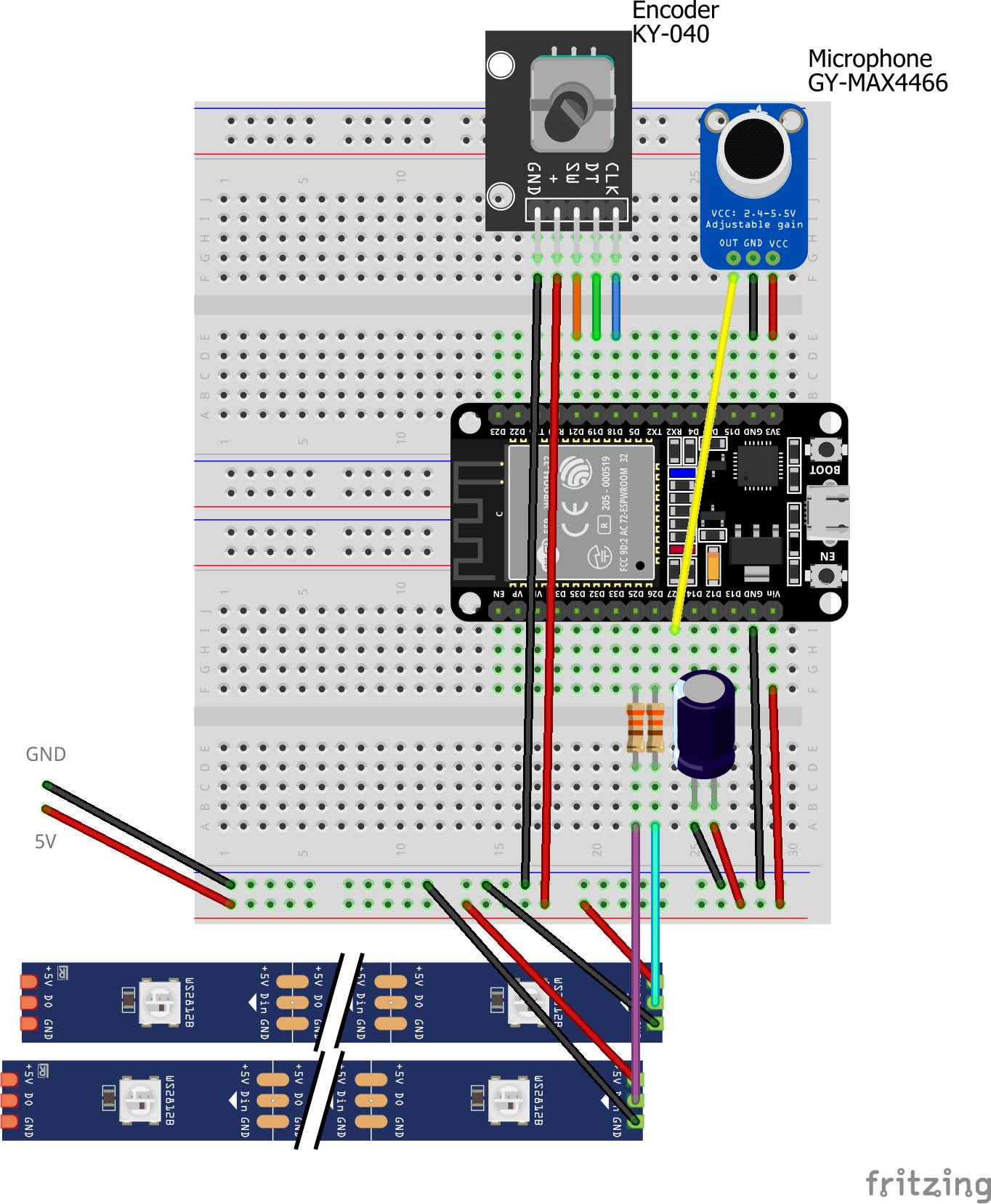 Bass Reactive LEDs with Micropython and ESP32